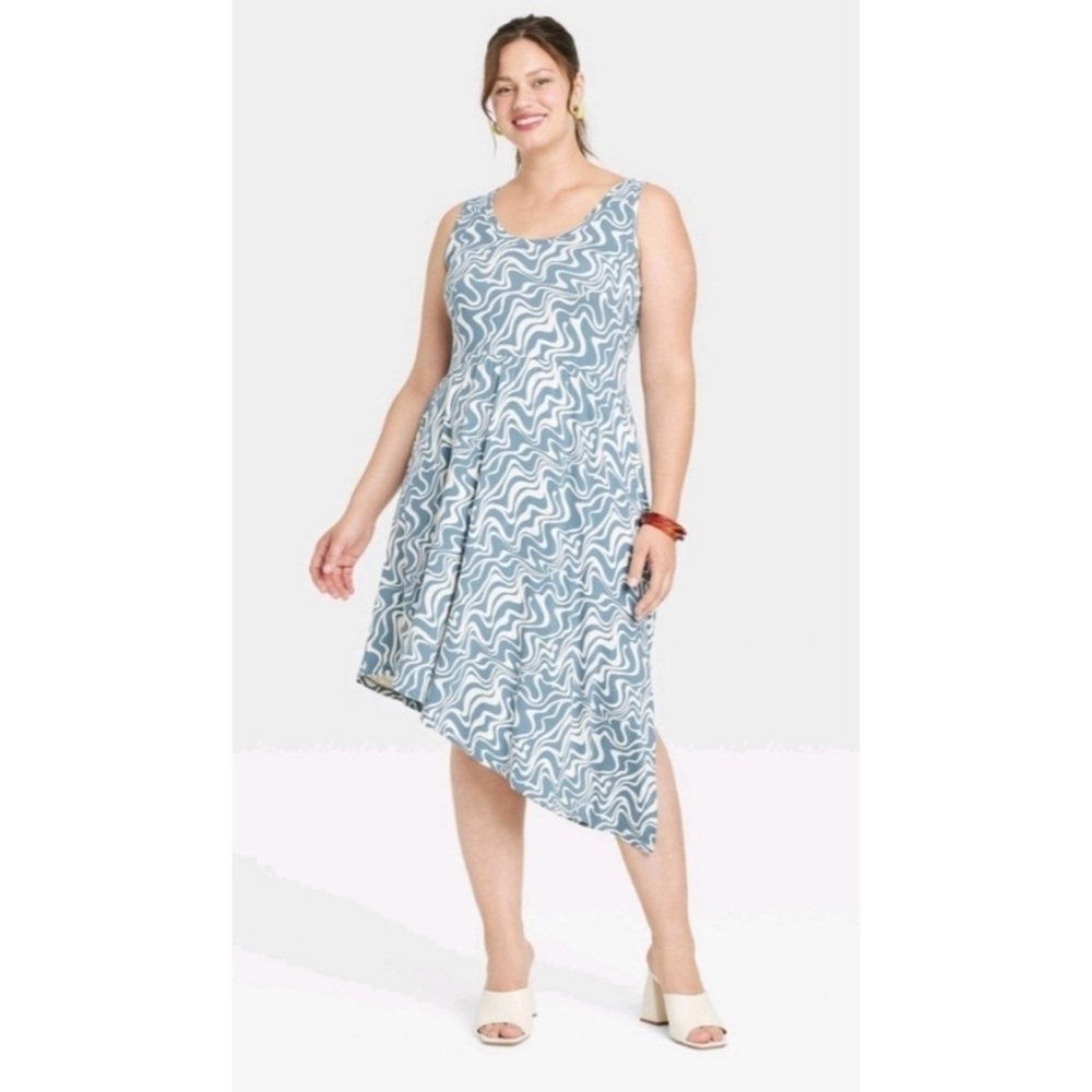Ava & Viv Blue Swirl dress size 3x new with black tags